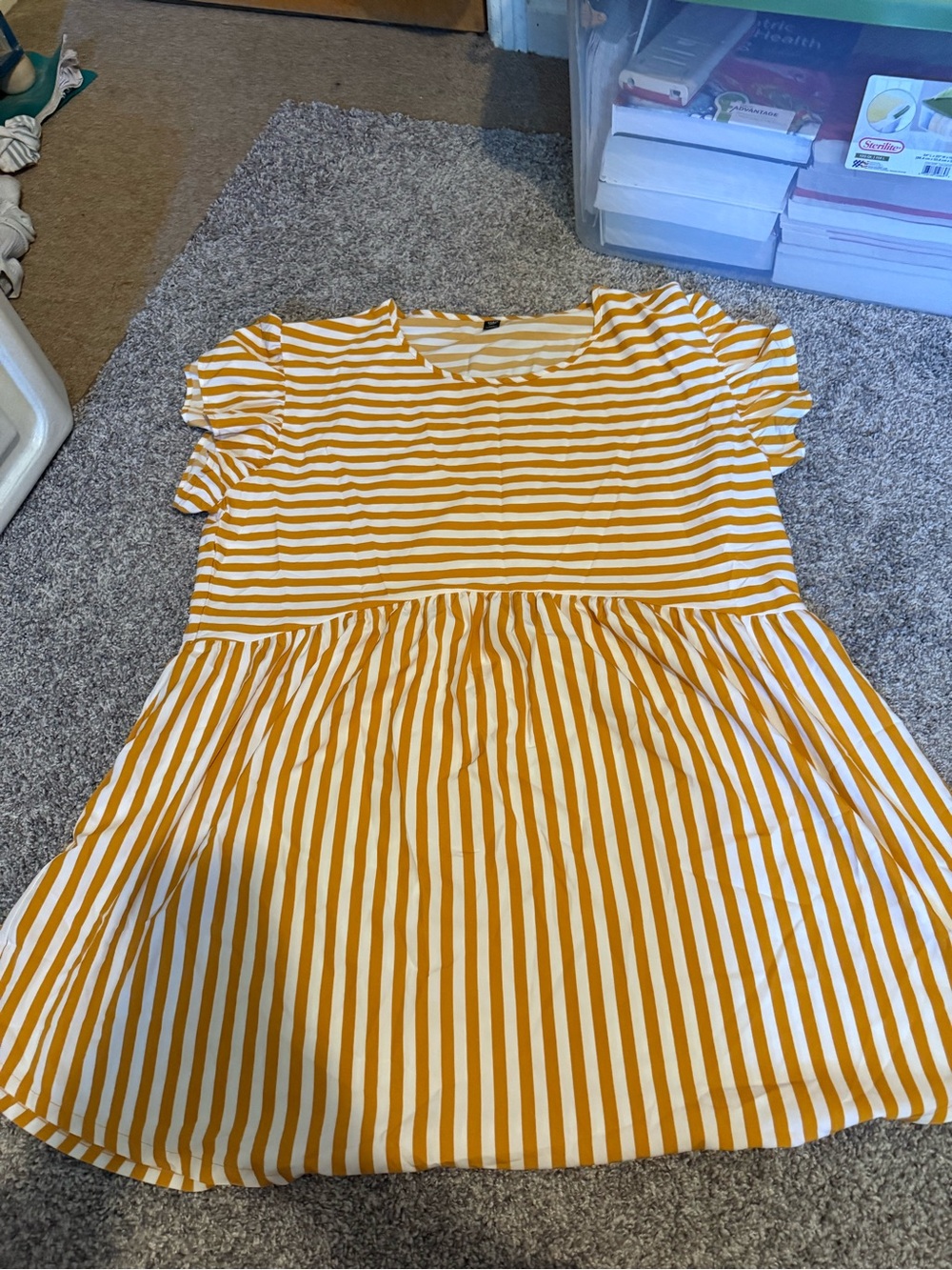 Shein Yellow Stripe Short Sleeve Dress